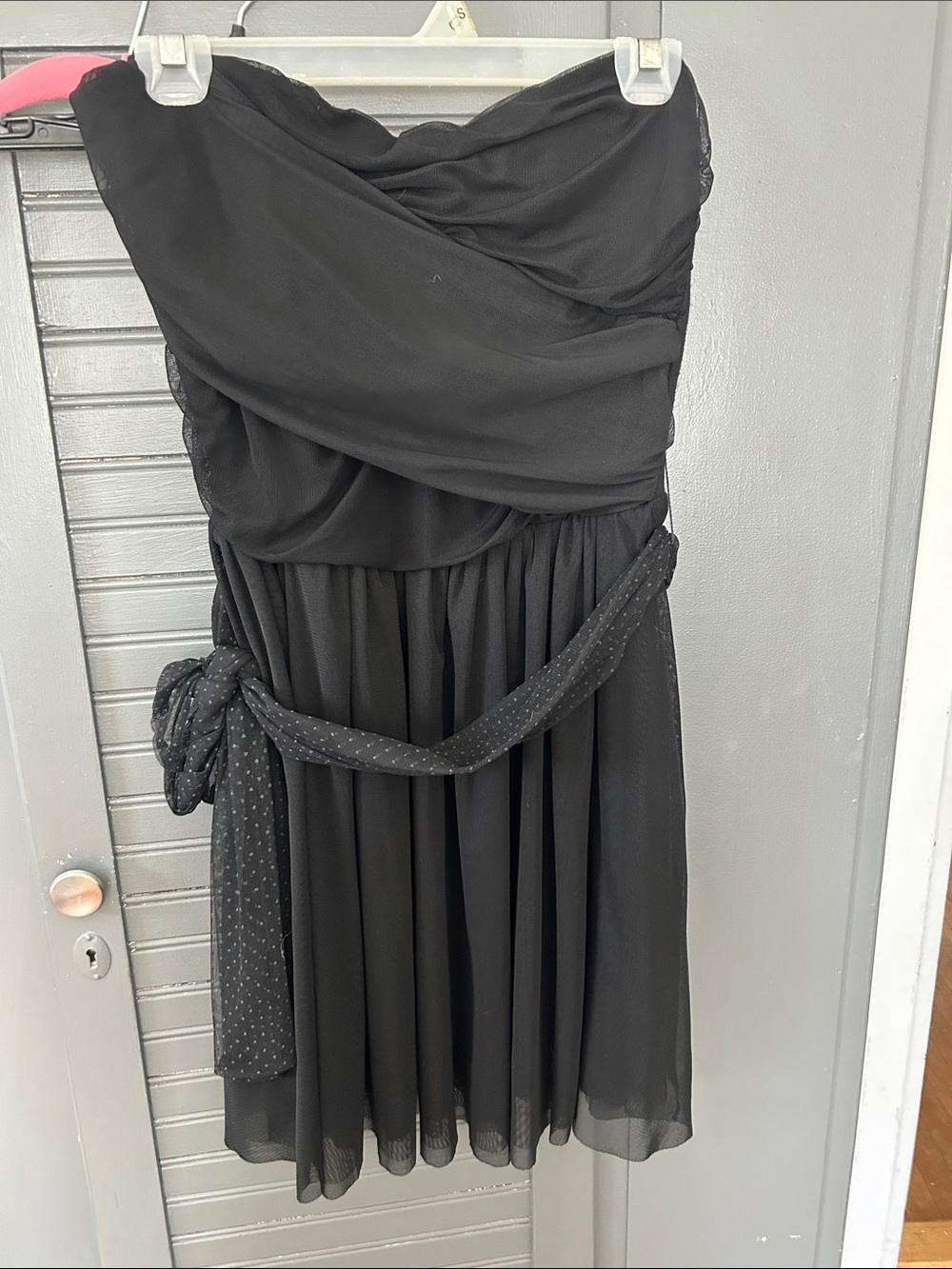 Strapless Black Chiffon Party Dress